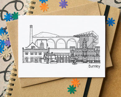 Burnley Skyline Landmarks Greetings Card
