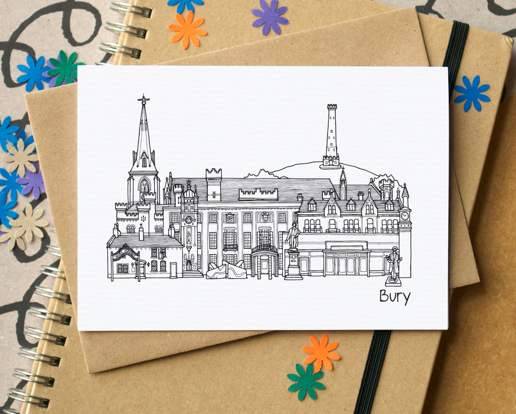 Bury Skyline Landmarks Greetings Card – BeckaGriffin