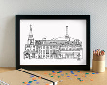 Bury Skyline Landmarks Art Print - can be personalised - unframed