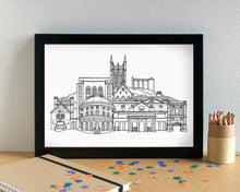 Bury St Edmunds Skyline Landmarks Art Print - can be personalised - unframed