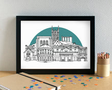 Bury St Edmunds Skyline Landmarks Art Print - can be personalised - unframed