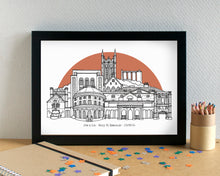 Bury St Edmunds Skyline Landmarks Art Print - can be personalised - unframed