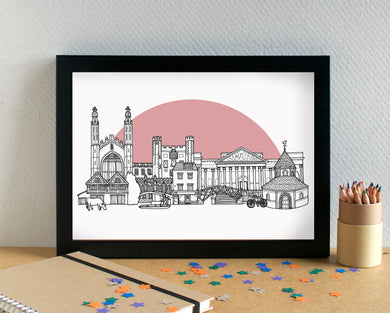 Cambridge Skyline Landmarks Art Print - can be personalised