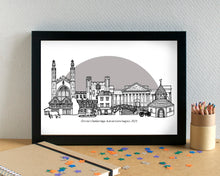 Cambridge Skyline Landmarks Art Print - can be personalised