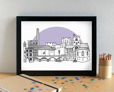 Carlisle Skyline Landmarks Art Print - can be personalised