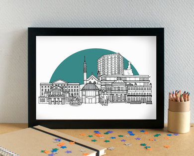 Cheltenham Skyline Landmarks Art Print - can be personalised