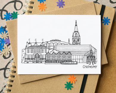Chichester Skyline Landmarks Greetings Card