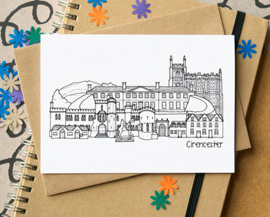 Cirencester Skyline Landmarks Greetings Card