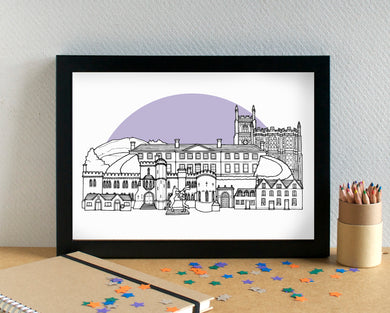 Cirencester Skyline Landmarks Art Print - can be personalised - unframed