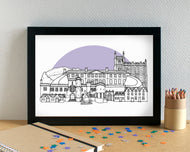 Cirencester Skyline Landmarks Art Print - can be personalised - unframed