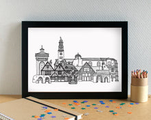 Colchester Skyline Landmarks Art Print - can be personalised - unframed