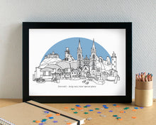 Cornwall Skyline Landmarks Art Print - can be personalised