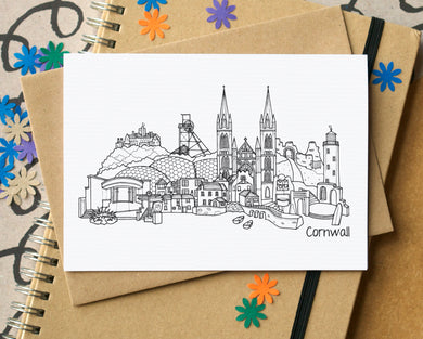 Cornwall Skyline Landmarks Greetings Card