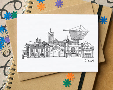Crewe Skyline Landmarks Greetings Card