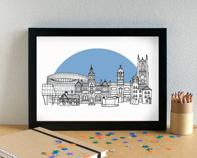 Derby Skyline Landmarks Art Print - can be personalised