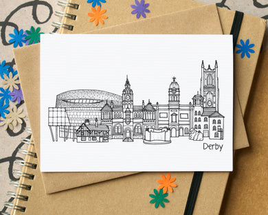 Derby Skyline Landmarks Greetings Card