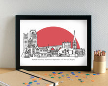 Durham Skyline Landmarks Art Print - can be personalised