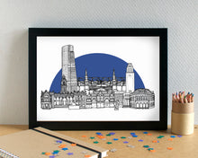 Leeds Skyline Print - with Leeds United FC's Elland Road - can be personalised