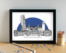 Leeds Skyline Print - with Leeds United FC's Elland Road - can be personalised
