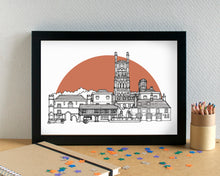 Ely Skyline Landmarks Art Print - can be personalised - unframed