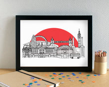 London Skyline Print - with Arsenal FC's Emirates Stadium - can be personalised