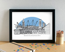 Manchester Skyline Print - with Man City's Etihad Stadium - can be personalised