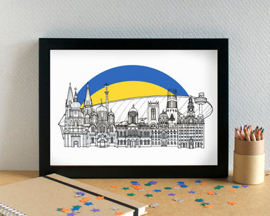 Eurovision 2023 Kyiv-Liverpool Skyline Print - can be personalised