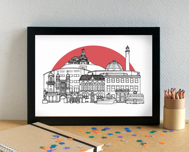 Fleetwood Skyline Landmarks Art Print - can be personalised - unframed