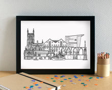 Gloucester Skyline Landmarks Art Print - can be personalised - unframed