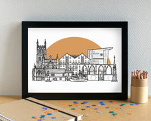 Gloucester Skyline Landmarks Art Print - can be personalised - unframed
