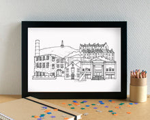 Hebden Bridge Skyline Landmarks Art Print - can be personalised