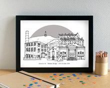 Hebden Bridge Skyline Landmarks Art Print - can be personalised
