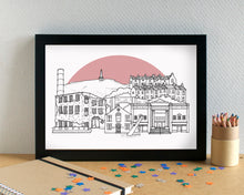 Hebden Bridge Skyline Landmarks Art Print - can be personalised