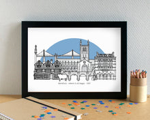Hereford Skyline Landmarks Art Print - can be personalised - unframed