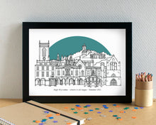 High Wycombe Skyline Landmarks Art Print - can be personalised - unframed