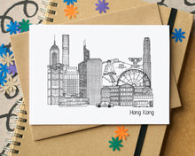 Hong Kong Skyline Landmarks Greetings Card