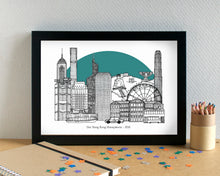 Hong Kong Skyline Landmarks Art Print - can be personalised - unframed