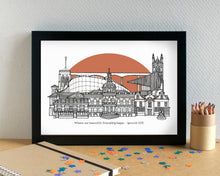 Ipswich Skyline Landmarks Art Print - can be personalised - unframed
