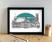 Ipswich Skyline Landmarks Art Print - can be personalised - unframed