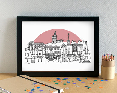 Isle of Wight Skyline Landmarks Art Print - can be personalised - unframed