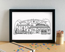 Kirkby Lonsdale Skyline Landmarks Art Print - can be personalised - unframed