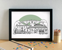 Kirkby Lonsdale Skyline Landmarks Art Print - can be personalised - unframed