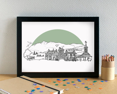 Lake District Skyline Landmarks Art Print - can be personalised