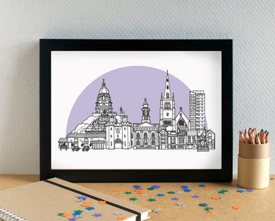 Lancaster Skyline Landmarks Art Print - can be personalised