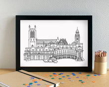 Leamington Spa Skyline Landmarks Art Print - can be personalised - unframed