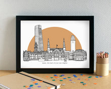 Leeds Skyline Landmarks Art Print - can be personalised