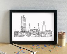 Leeds Skyline Landmarks Art Print - can be personalised