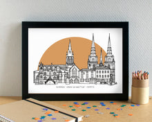 Lichfield Skyline Landmarks Art Print - can be personalised - unframed