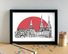 Lichfield Skyline Landmarks Art Print - can be personalised - unframed