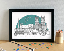 Lincoln Skyline Landmarks Art Print - can be personalised